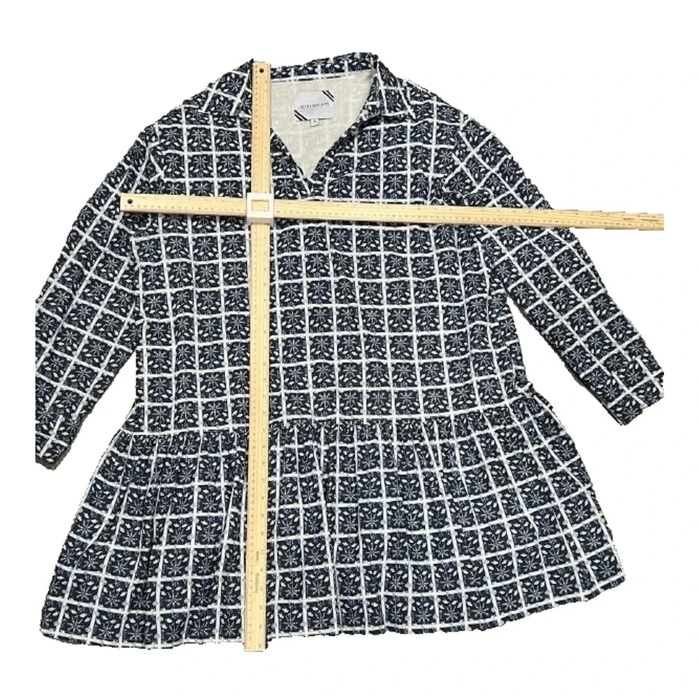 ADDISON BAY Women's cotton blend collared vacation Dress Navy XL A004481 - Picture 2 of 9